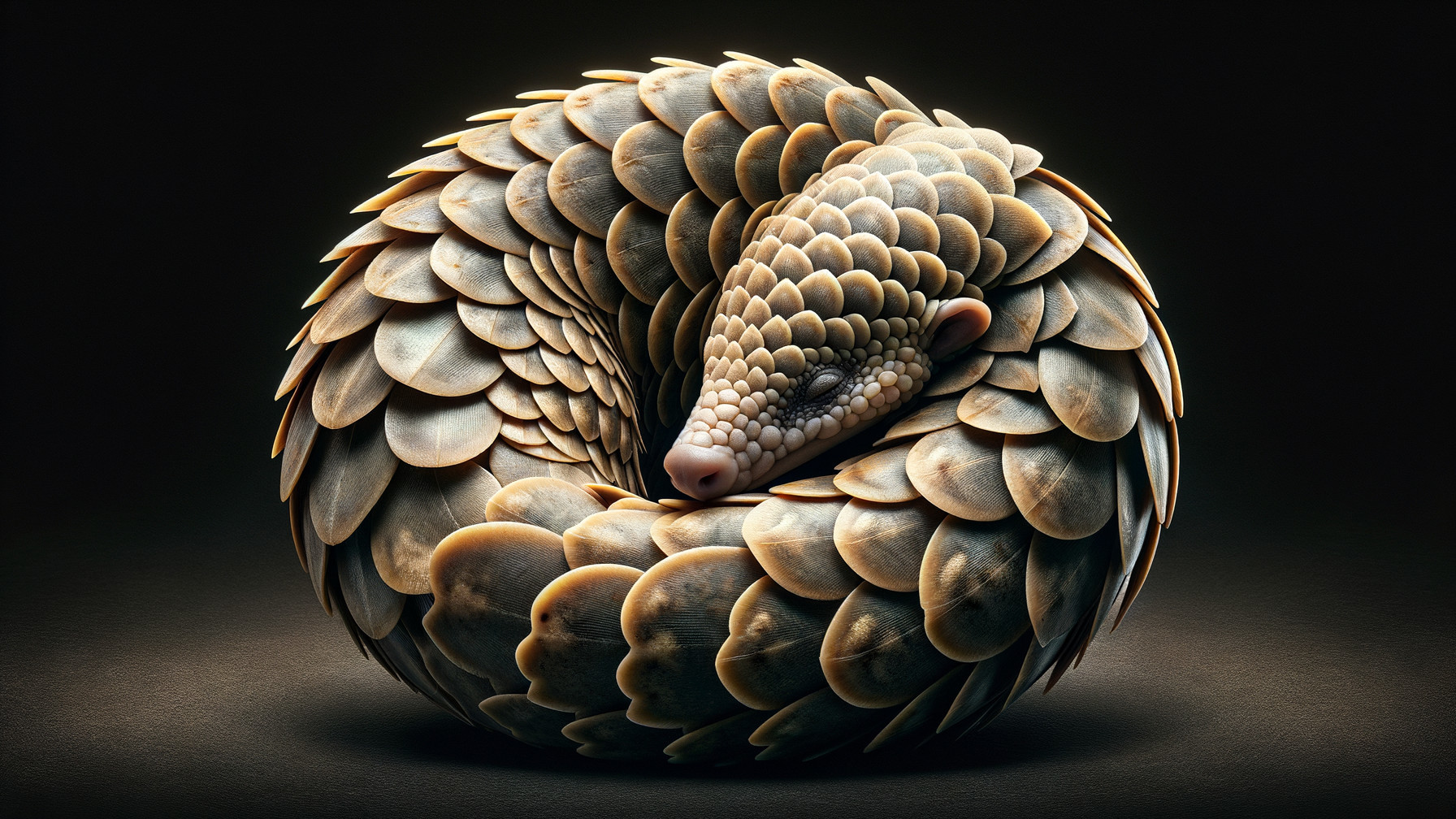 Stylized Pangolin in a Dark Background with Scales