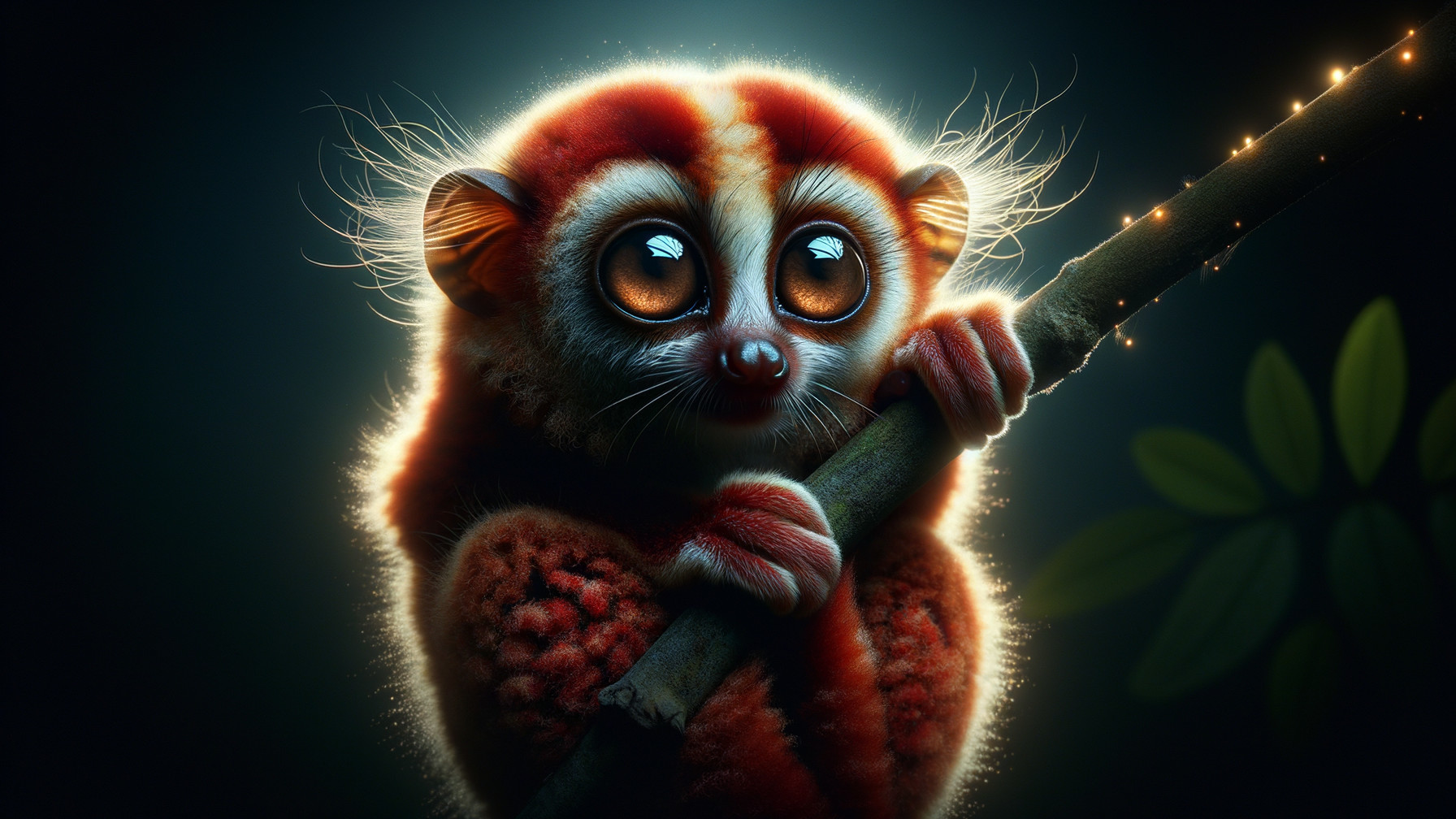 Close-up of a small furry primate with expressive eyes