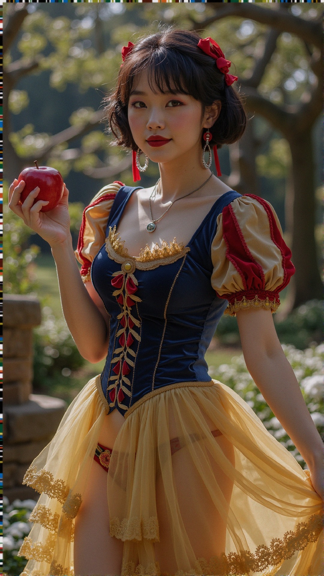 Whimsical Snow White-Inspired Costume with Apple