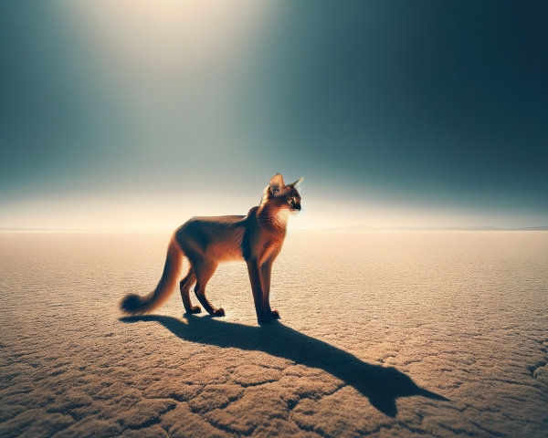 Lone Fox in Ethereal Light on Arid Landscape