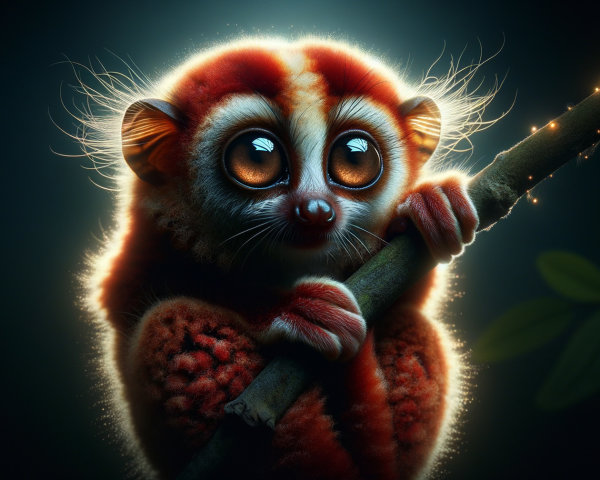 Close-up of a small furry primate with expressive eyes