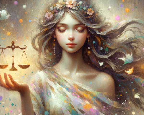 Mystical Woman with Golden Scales and Dreamy Surroundings