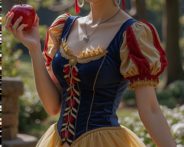 Whimsical Snow White-Inspired Costume with Apple