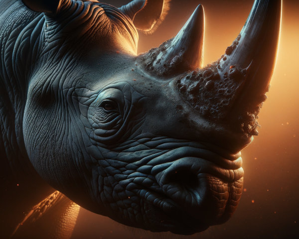 Close-Up of Rhinoceros Skin and Horn Details