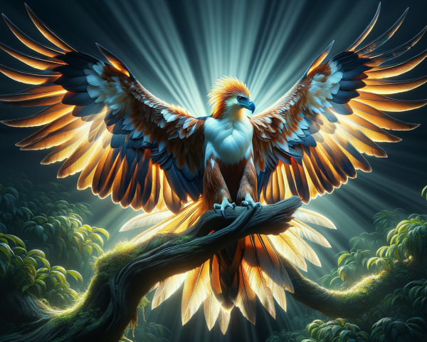 Majestic eagle with vibrant feathers on a branch