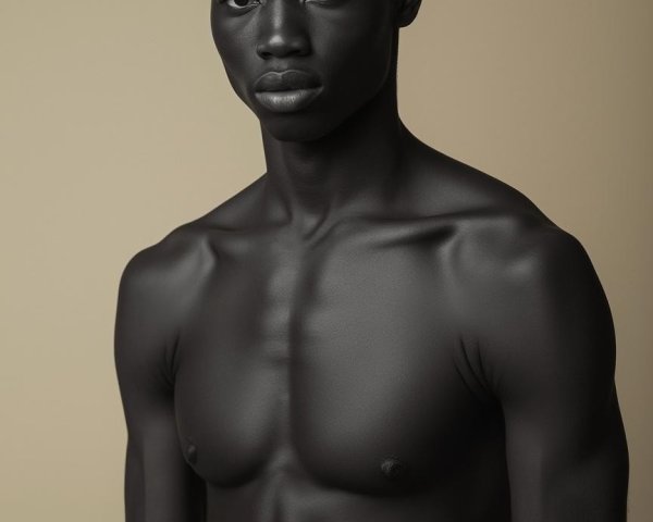 Portrait of a Young Man with Dark Complexion and Muscles