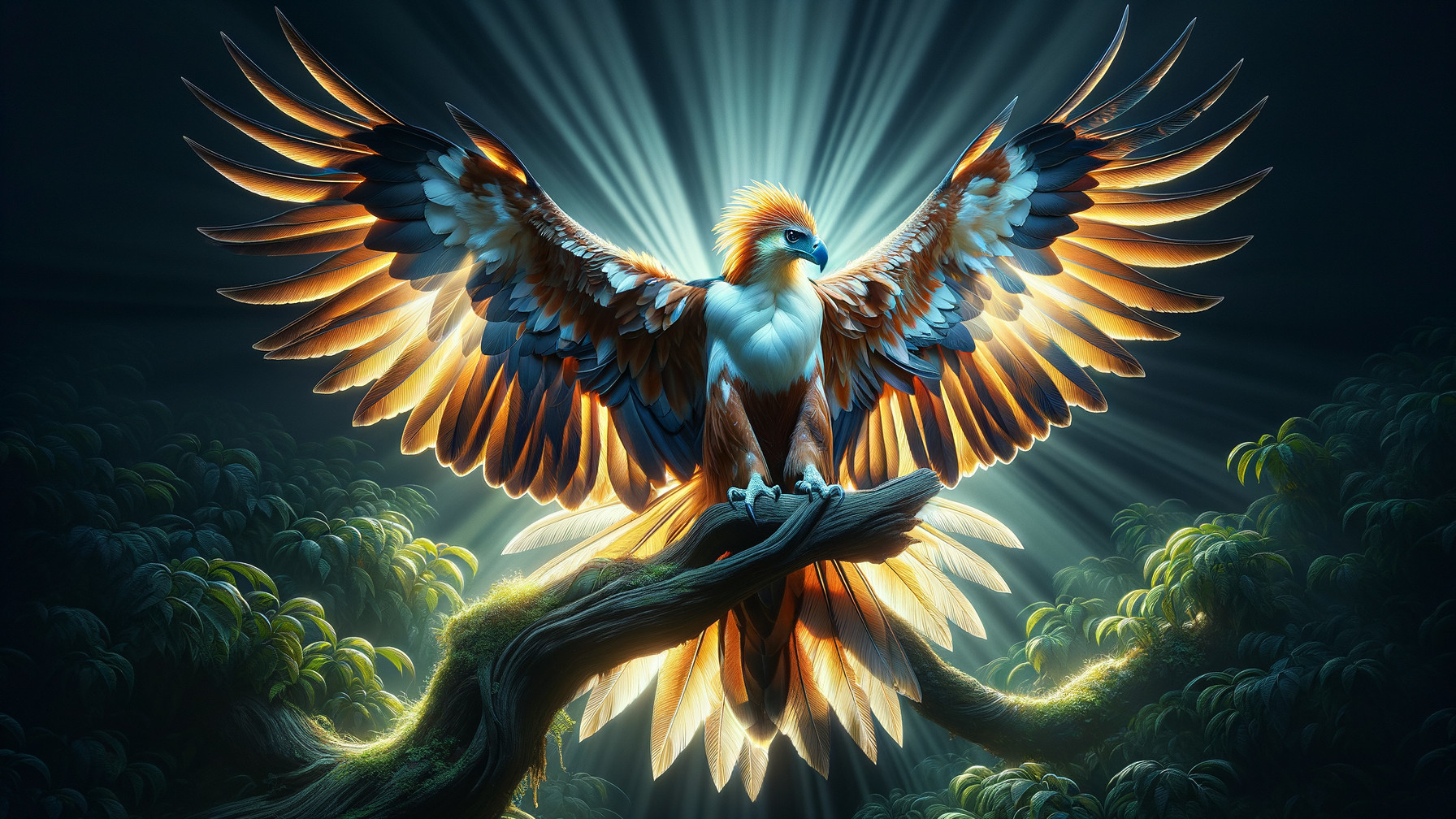 Majestic eagle with vibrant feathers on a branch