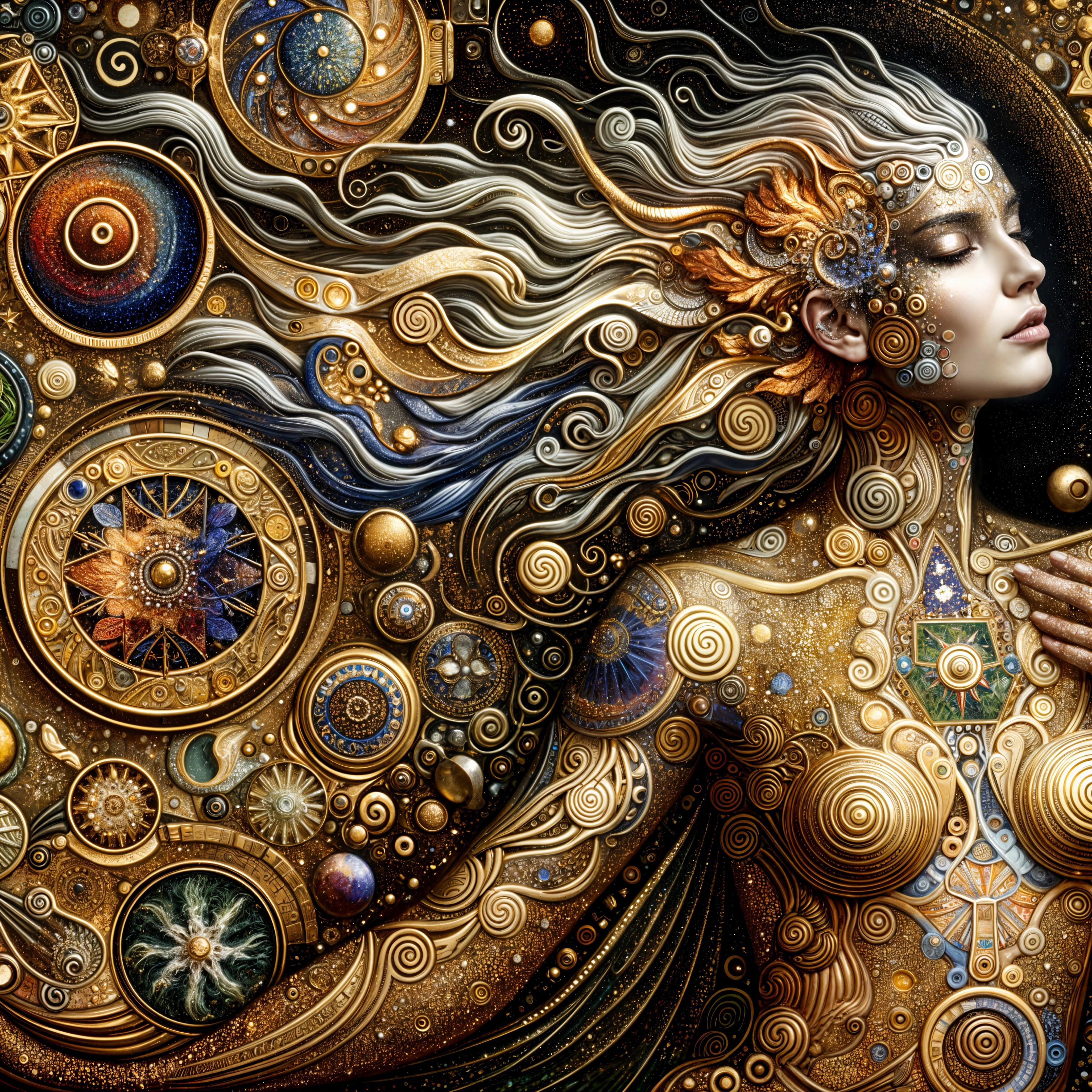 Celestial Figure with Intricate Patterns and Colors