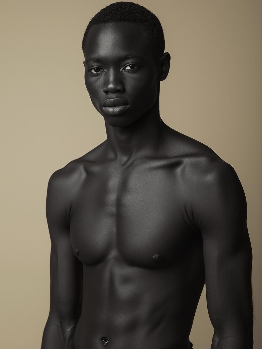 Portrait of a Young Man with Dark Complexion and Muscles