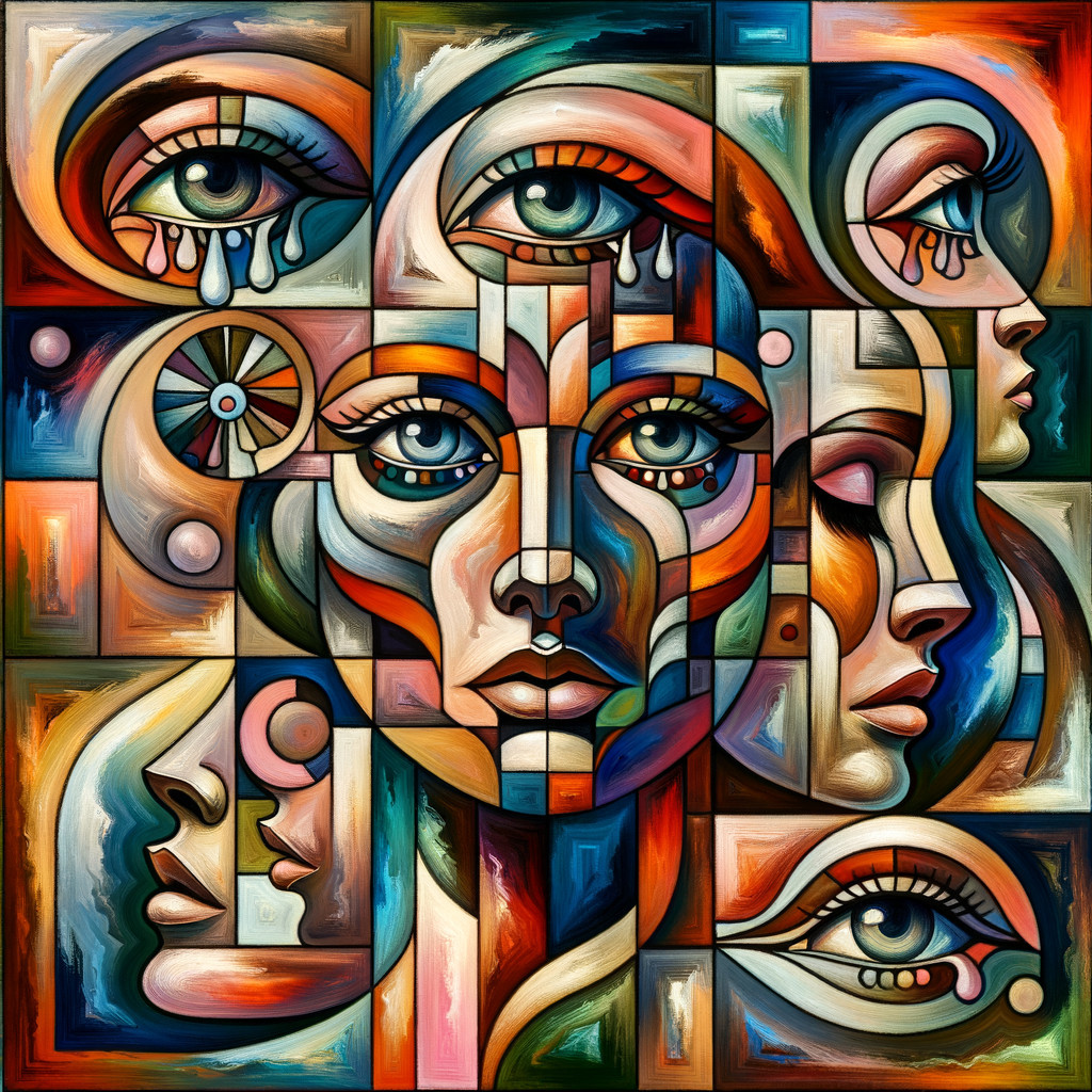 Vibrant Collage of Abstract Faces and Emotions