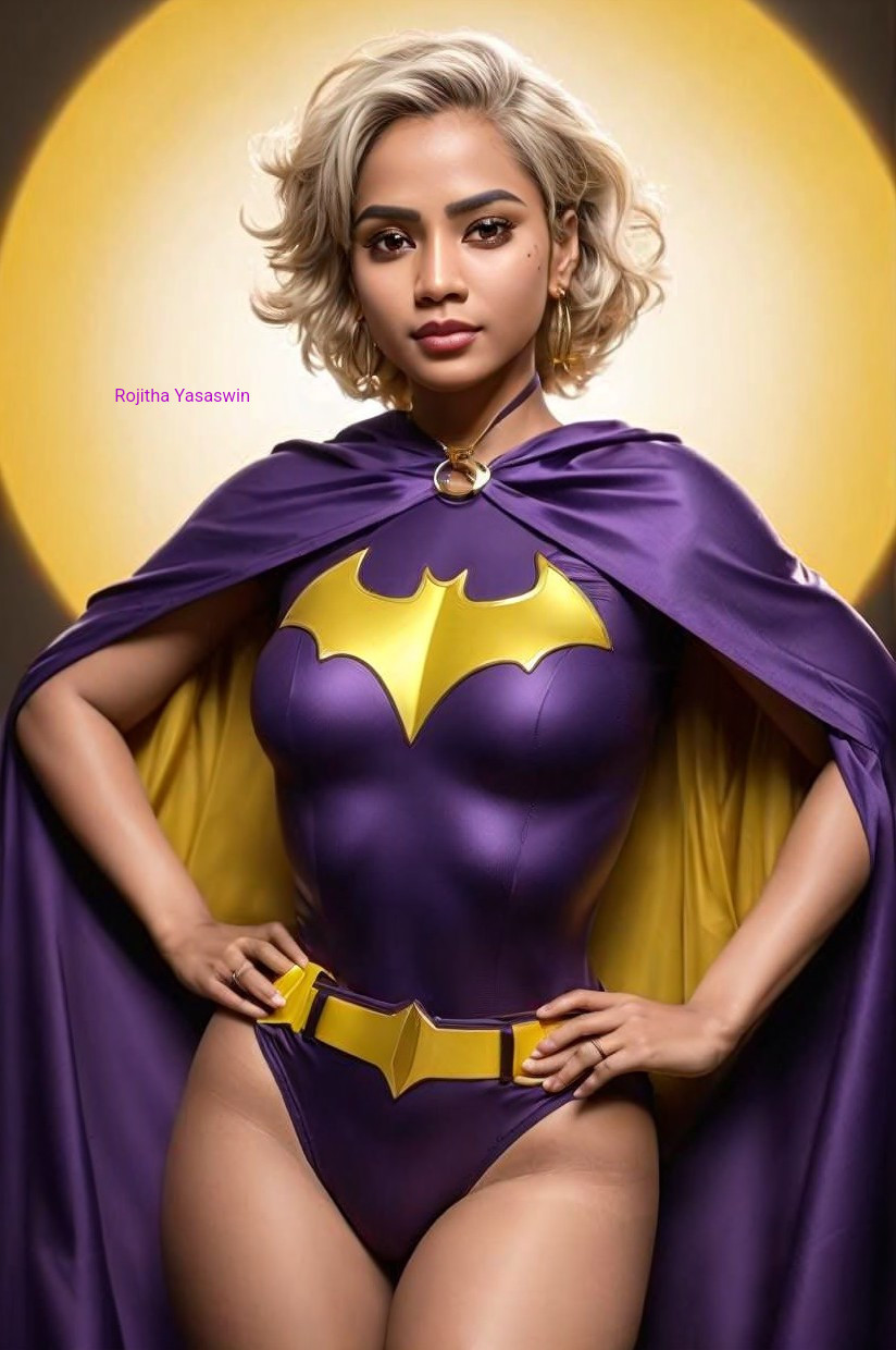 Vibrant Batgirl Costume with Heroic Pose and Colors