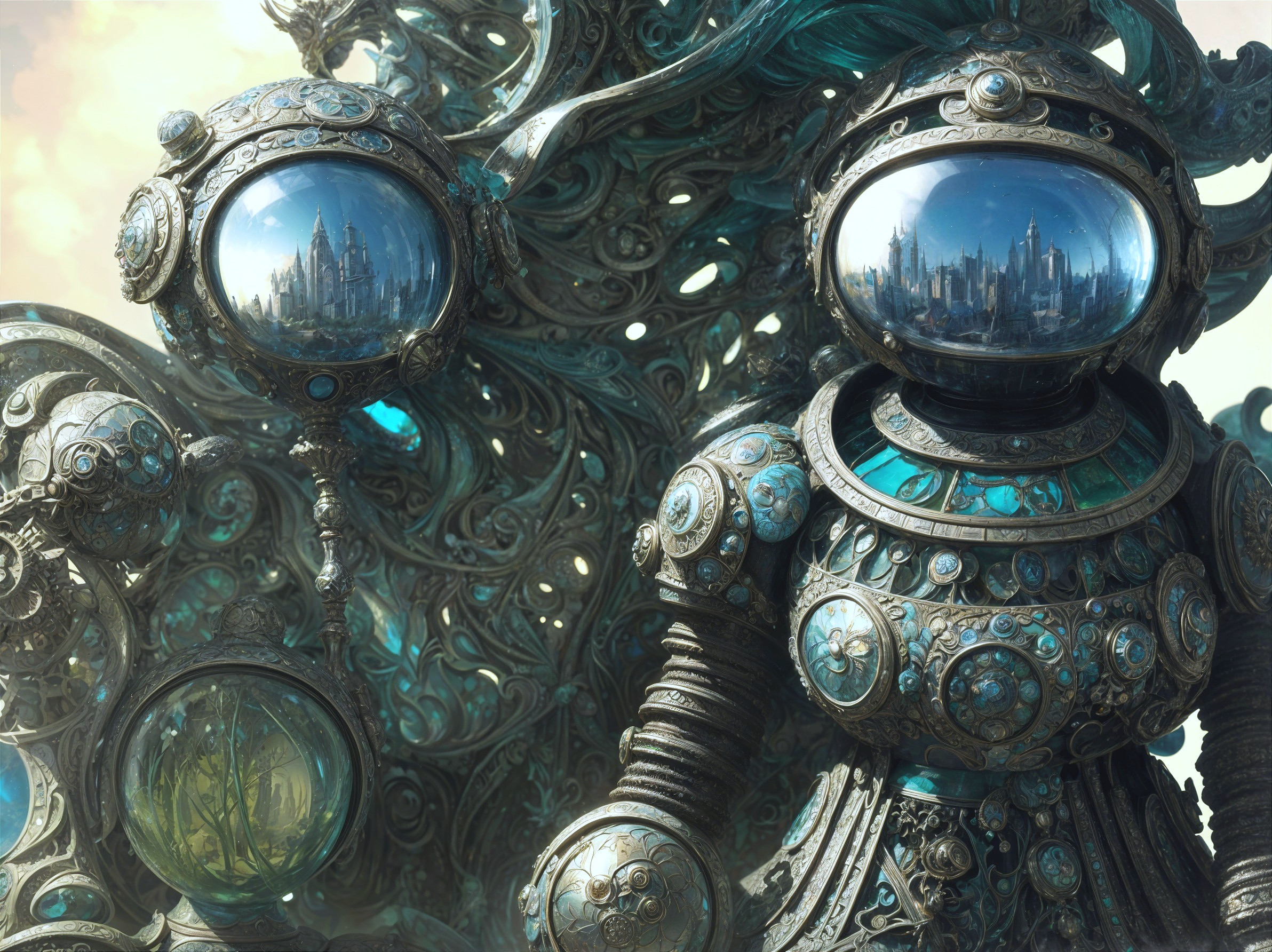 Futuristic Astronaut Figures with Metallic Patterns