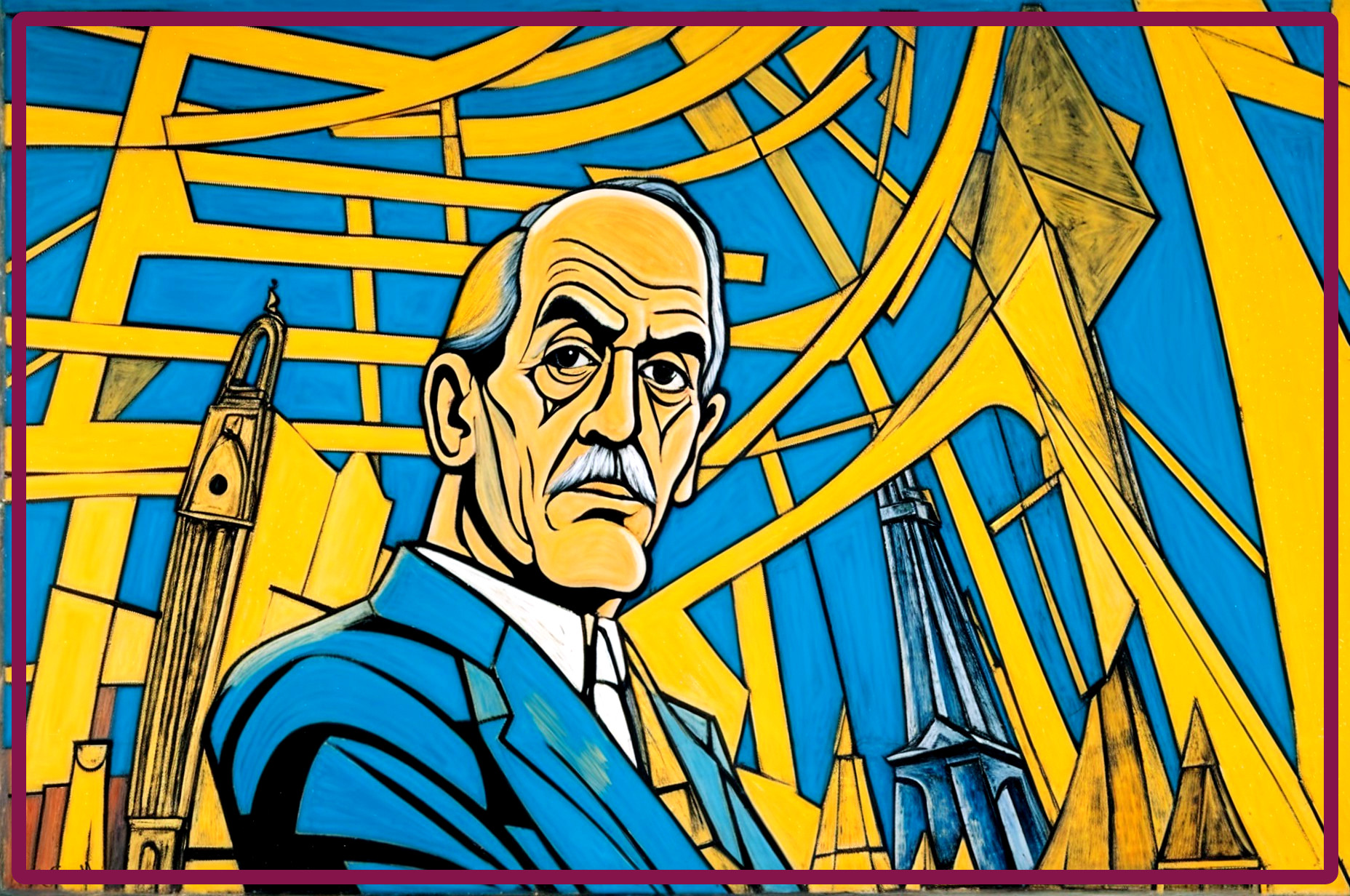 Abstract Portrait of a Man with Geometric Background