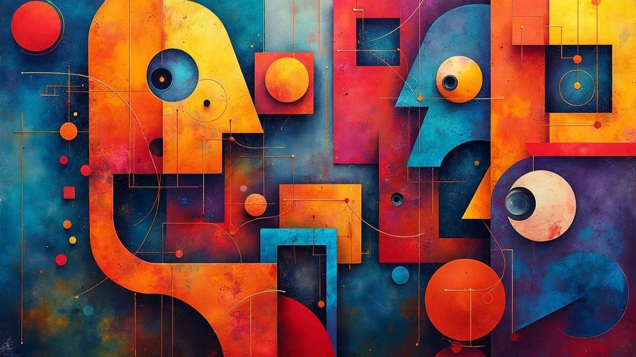 Abstract Composition with Vibrant Colors and Shapes