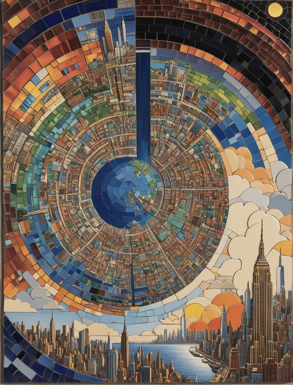 Vibrant Circular Mosaic of Urban Landscape Design
