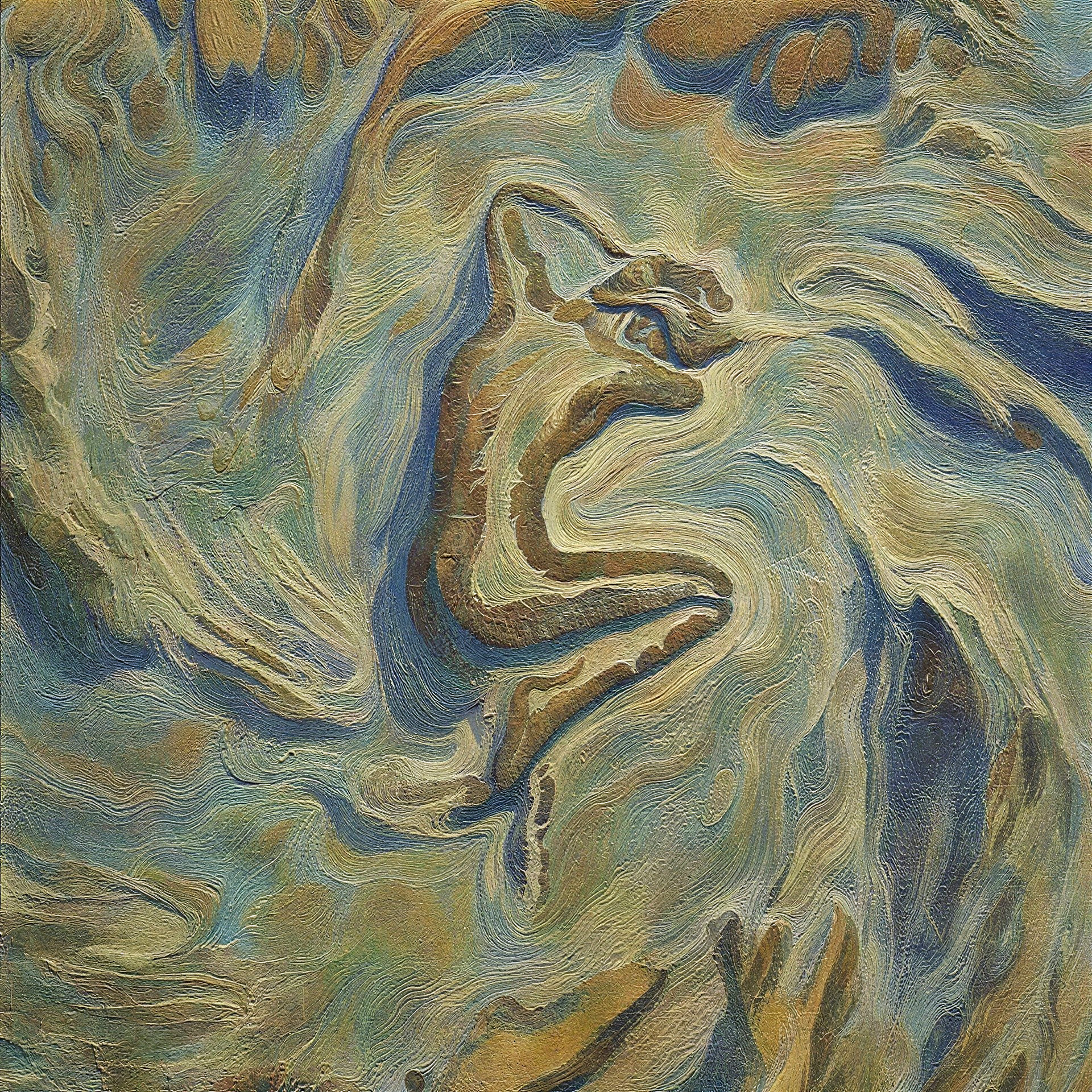 Abstract Oil Painting of Figure in Textured Landscape