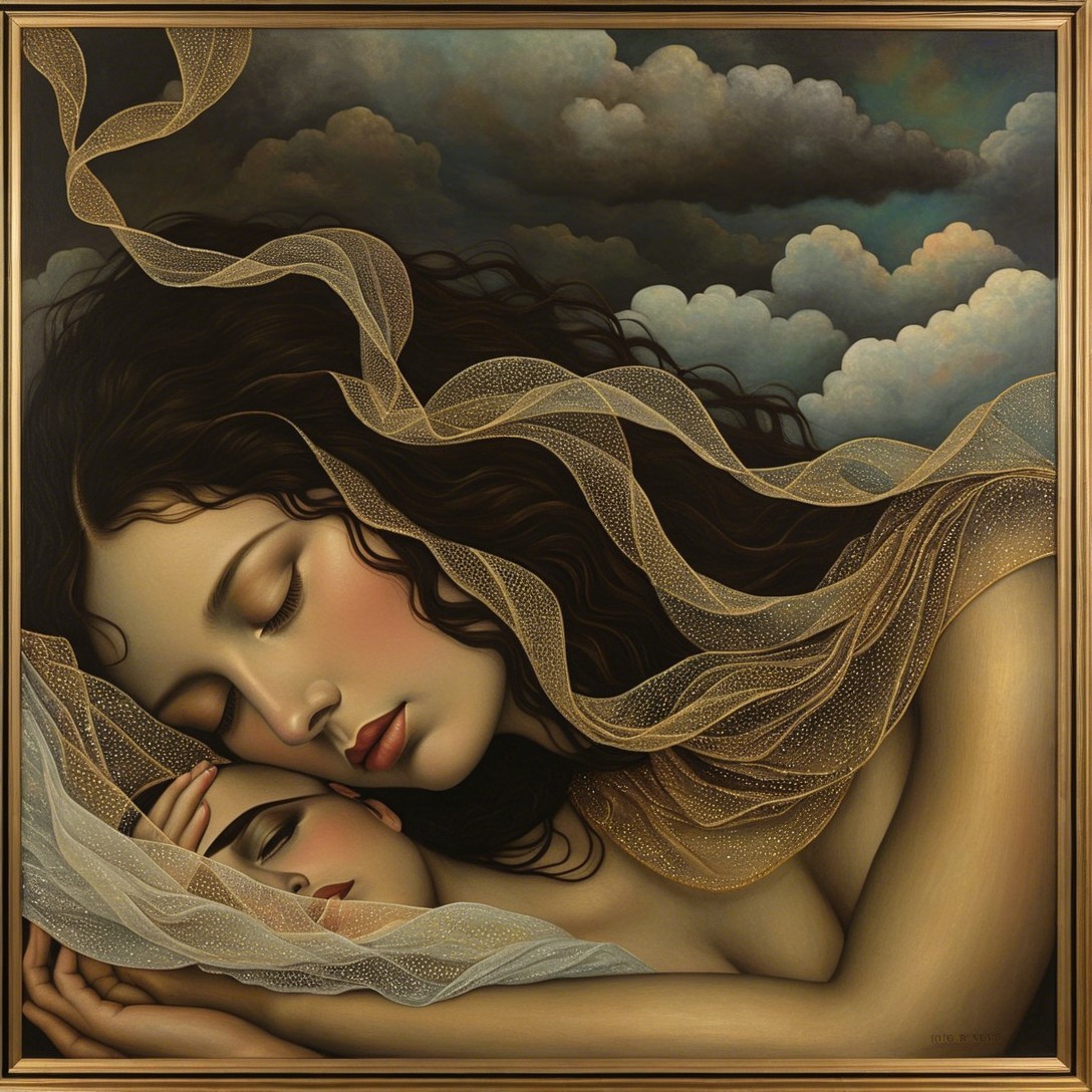 Intimate Moment Between Two Women in Dramatic Setting