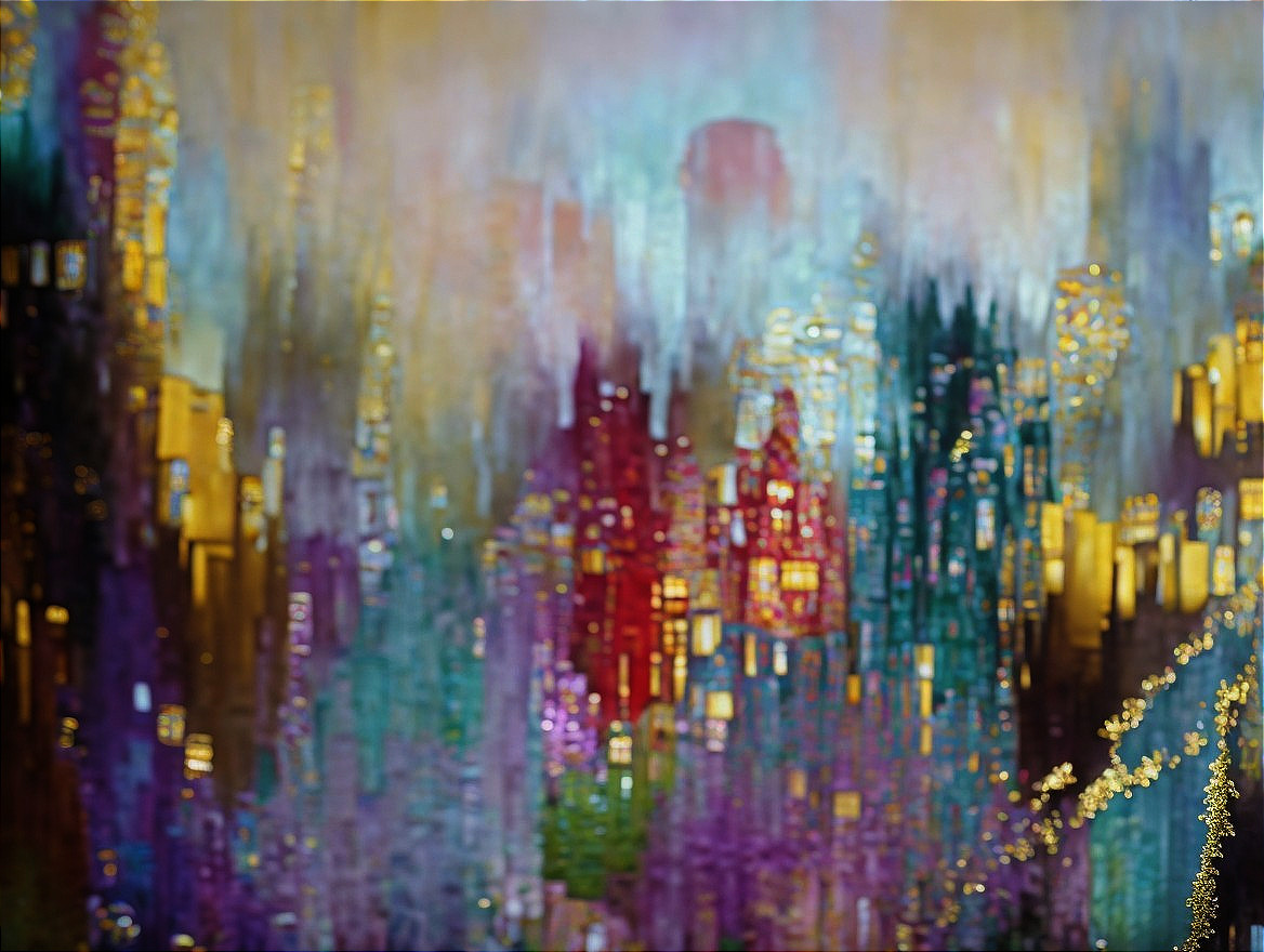Vibrant Abstract Cityscape with Dreamlike Colors