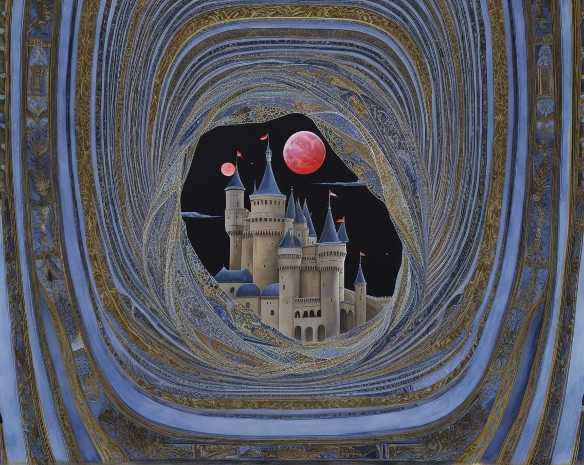 Intricate Architectural Frame with Majestic Castle View