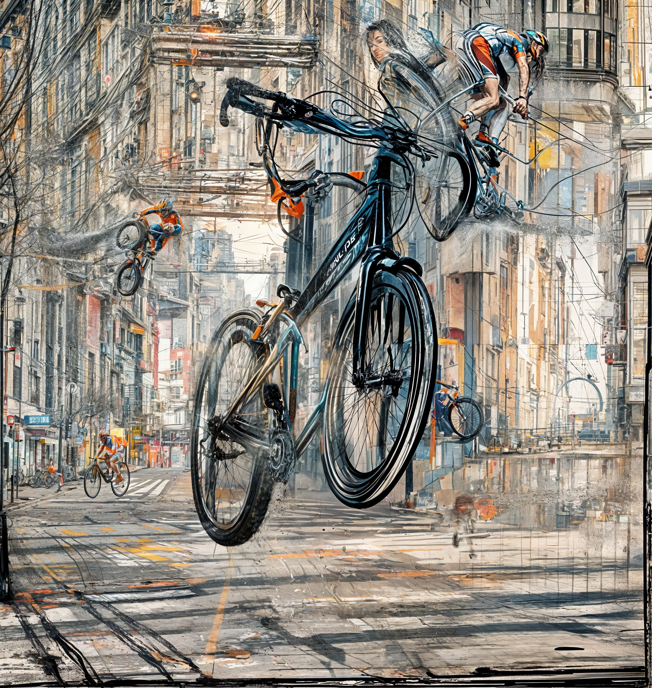 Bicycle Stunts in a Vibrant Urban Environment