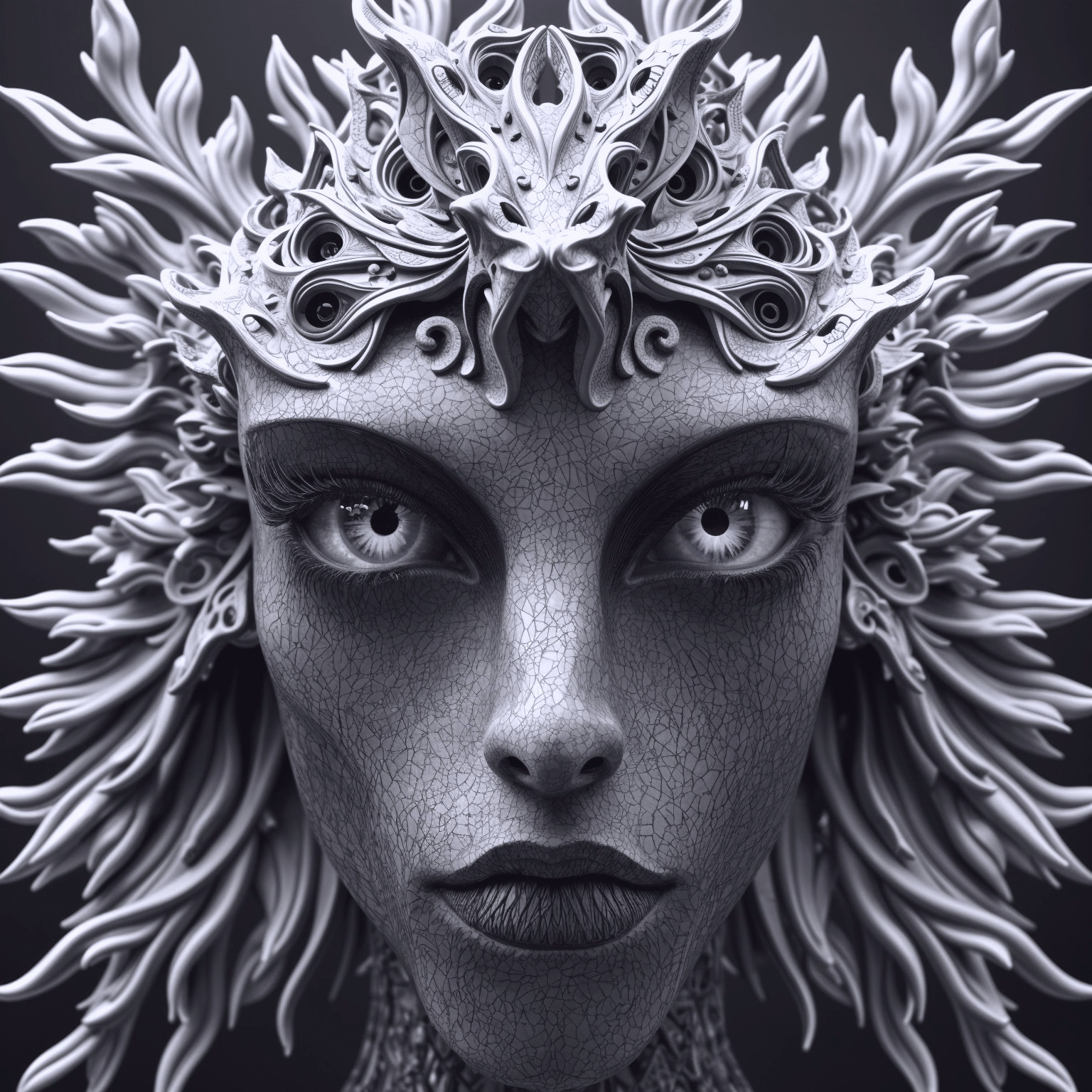 Highly Detailed Sculpture of an Intricate Face