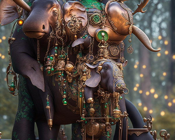 Majestic Elephant in an Ethereal Forest Setting
