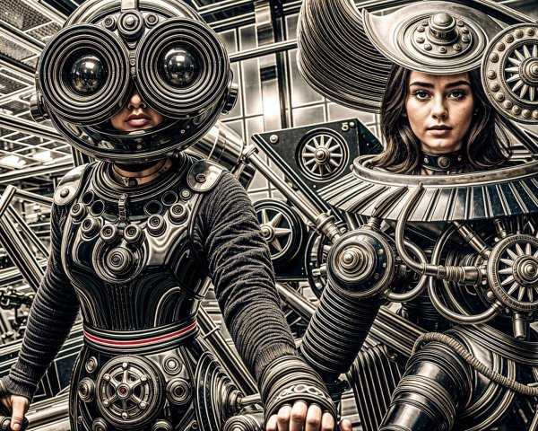 Futuristic Women in Steampunk-Inspired Outfits