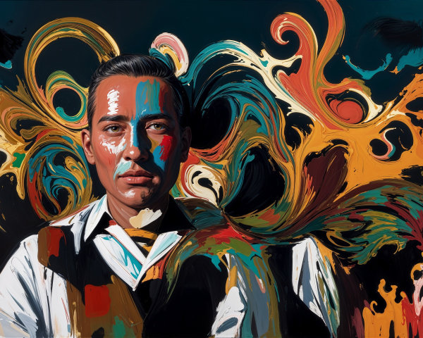 Portrait of a man with vivid colors and abstract background