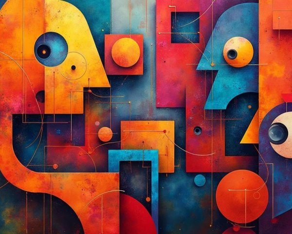 Abstract Composition with Vibrant Colors and Shapes