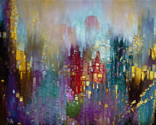 Vibrant Abstract Cityscape with Dreamlike Colors