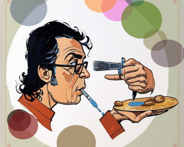 Stylized illustration of a man preparing a dish