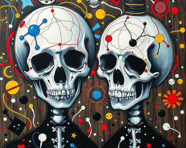 Stylized Skulls with Colorful Geometric Patterns