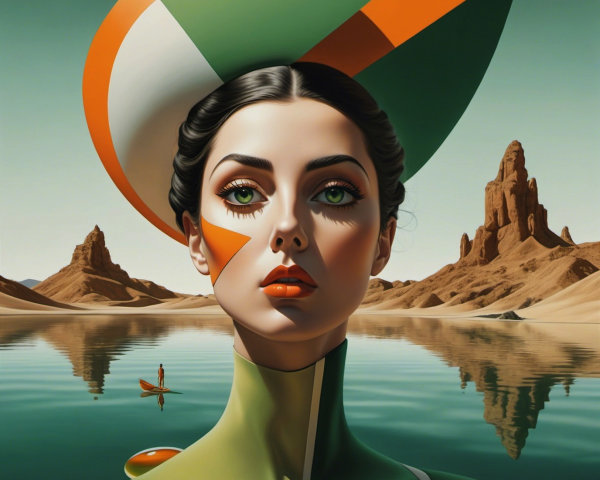 Surreal Portrait of a Woman in a Desert Landscape