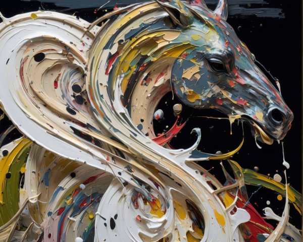 Abstract Horse Head in Vibrant Swirling Colors