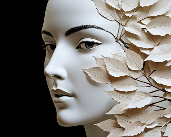 Stylized Mannequin Face with Nature-Inspired Design
