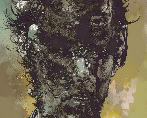 Surreal Portrait of a Man with Fragmented Face