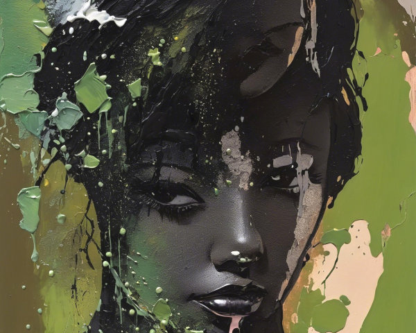 Abstract Portrait of a Woman with Dark and Vibrant Colors