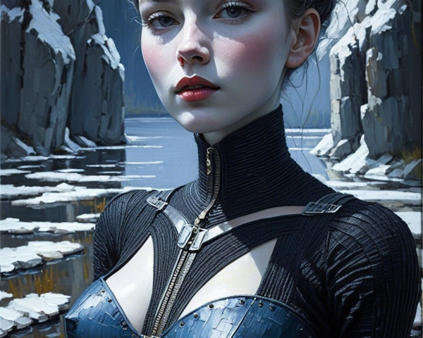 Portrait of a Young Woman in a Winter Landscape