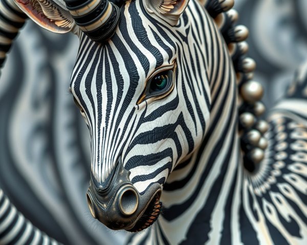 Zebra Sculpture with Intricate Black and White Stripes