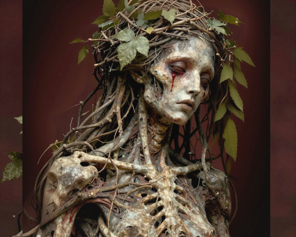 Full Bust Portrait of a Root and Vine Dryad Figure