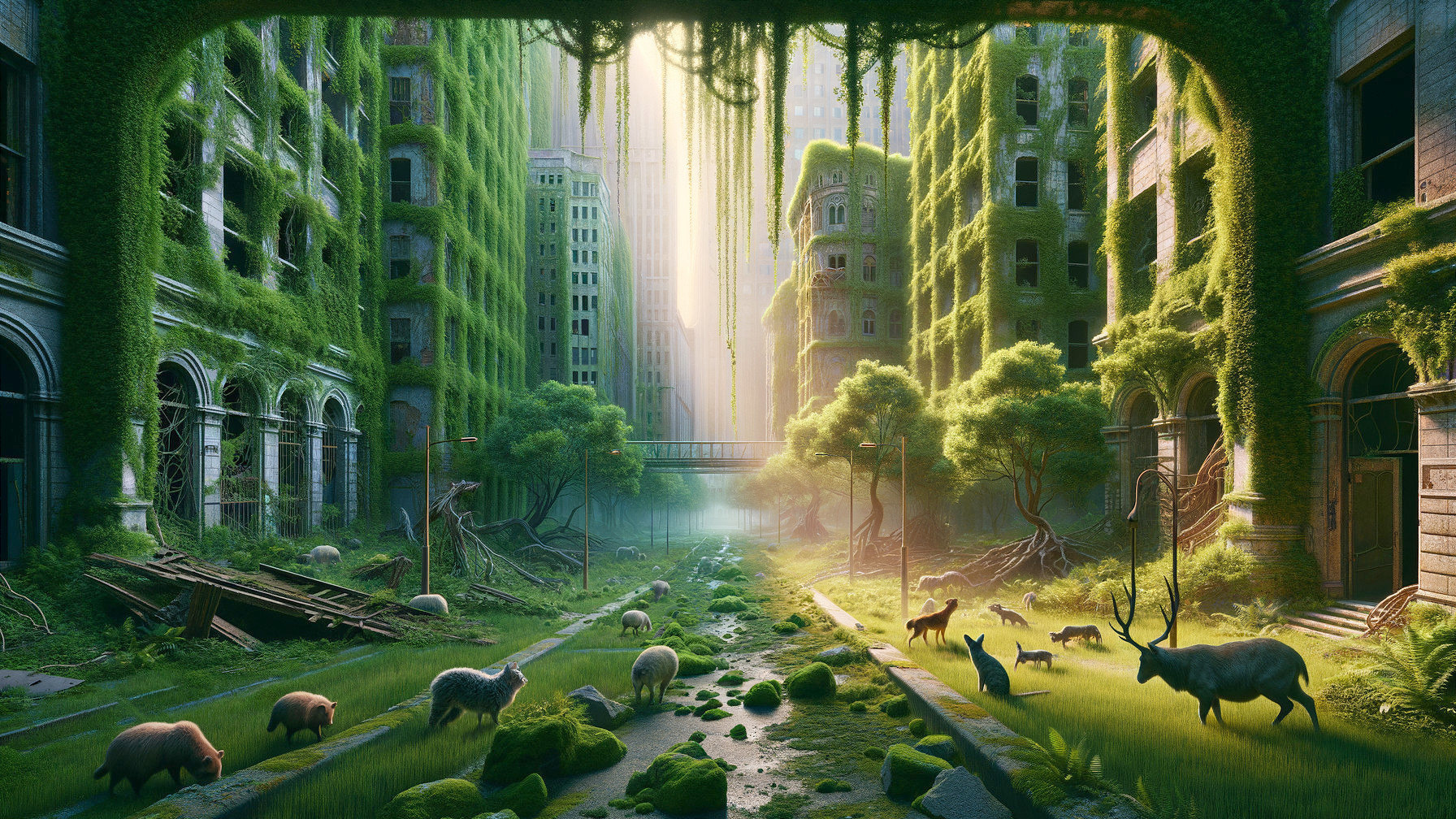 Nature Reclaims Abandoned Urban Cityscape