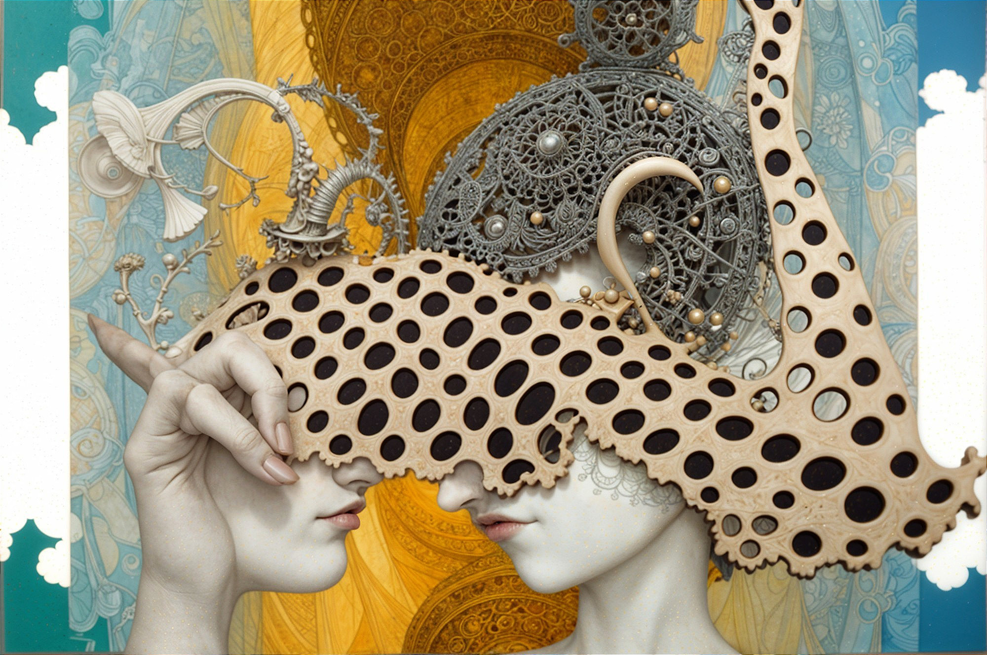 Surrealistic Composition of Merging Faces and Gears