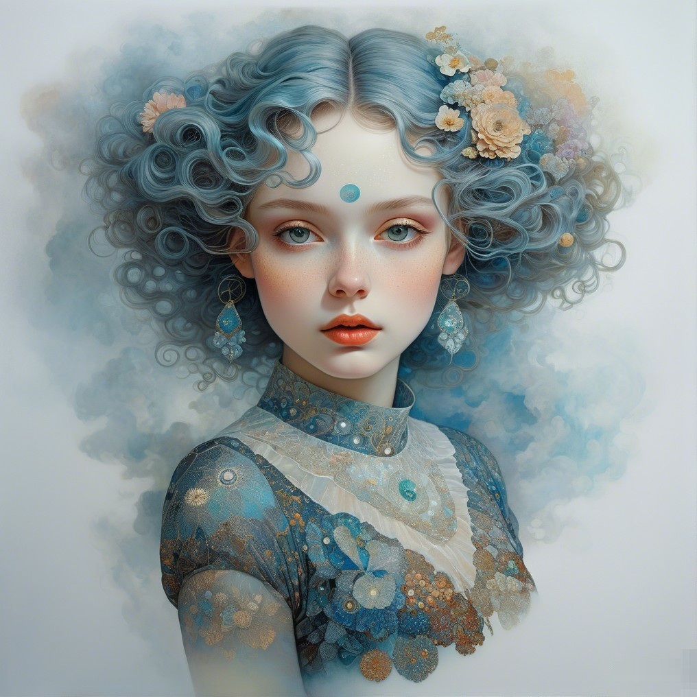 Young woman with blue hair and floral dress