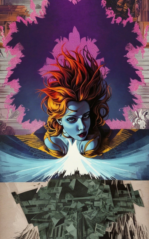 Surreal Portrait of a Woman with Fiery Hair