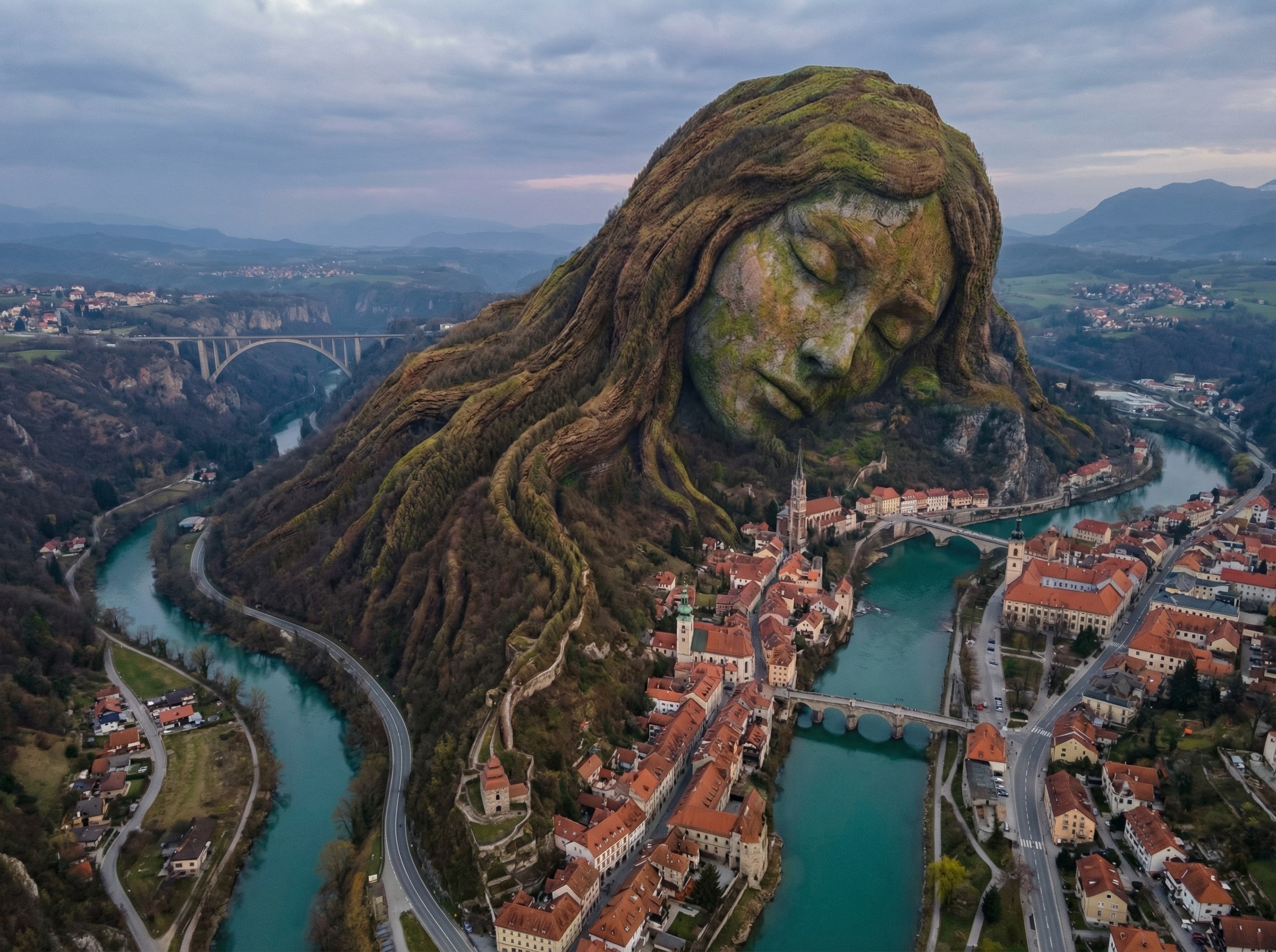 Mountain Landscape Resembling a Sleeping Woman's Face