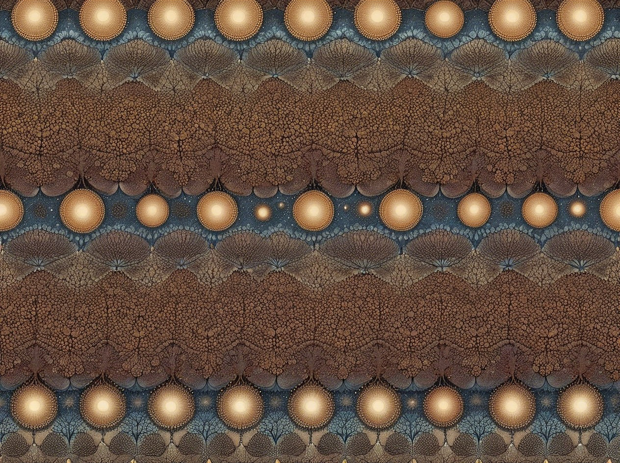 Intricate Pattern of Textured Forms in Brown and Blue
