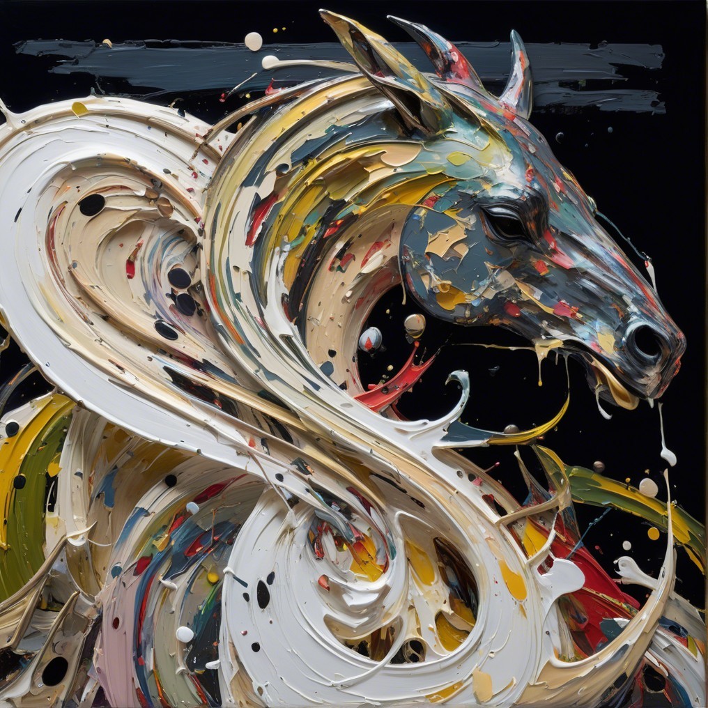 Abstract Horse Head in Vibrant Swirling Colors