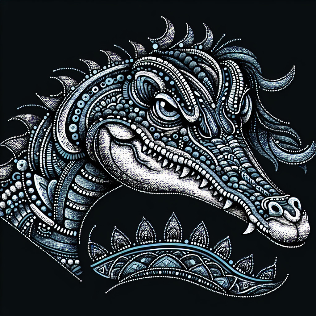 Intricately Designed Stylized Dragon Head Artwork