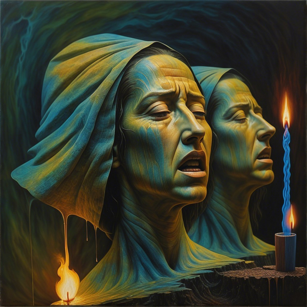 Surreal Double Portrait of a Woman with Candlelight