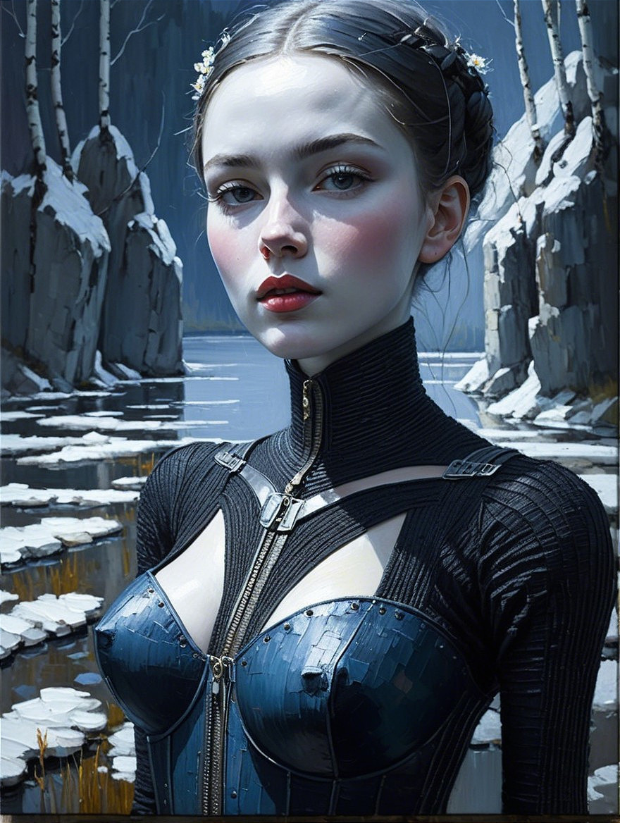 Portrait of a Young Woman in a Winter Landscape